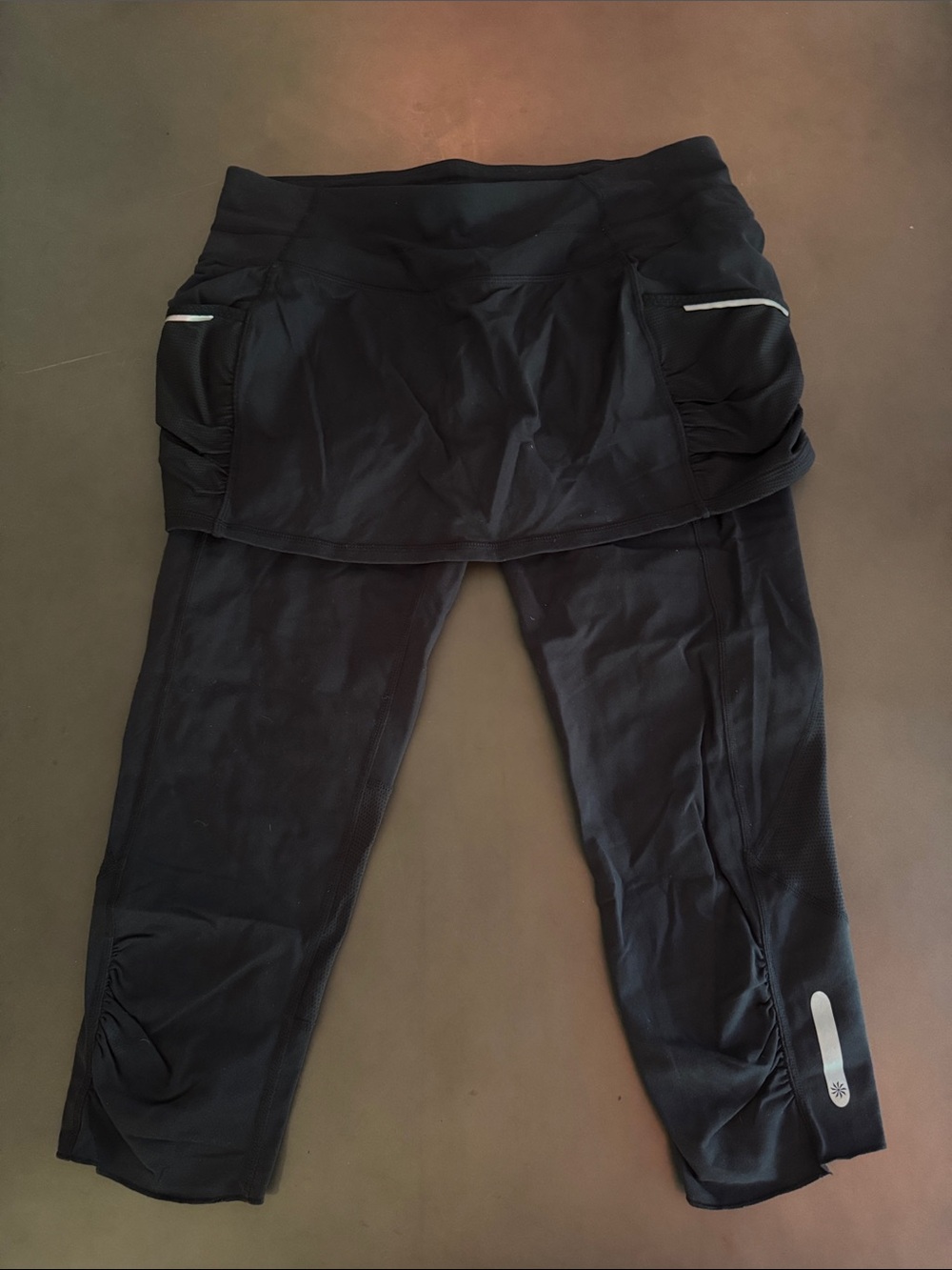 Athleta Black Skort Leggings with Reflective Accents